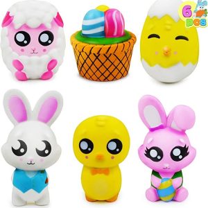 6Pcs Easter Squishy Toys in 6 Adorable Designs