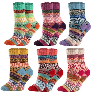 6pcs Womens Christmas Wool Socks