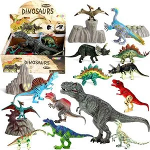 18Pcs Realistic Dinosaur Figures with Movable Jaws 5in to 9in