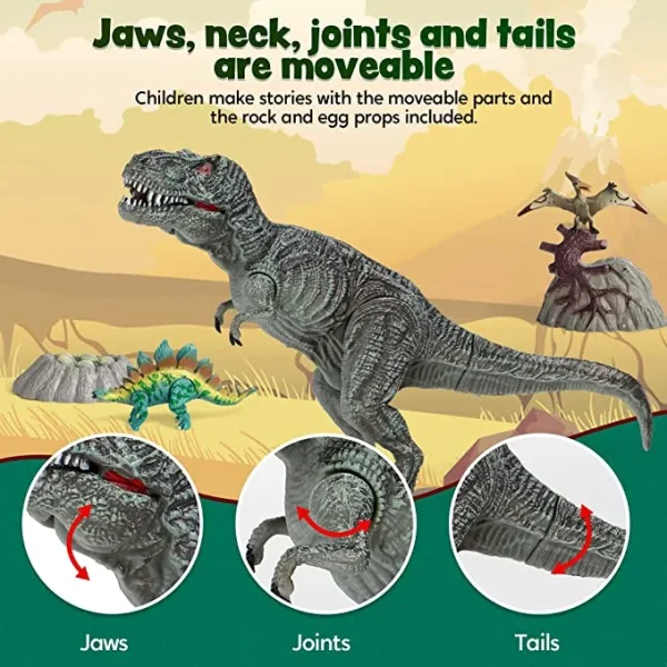 18pcs Realistic Dinosaur Figures 5in to 9in
