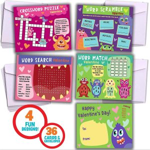 Valentine Gift Cards With Word Game Cards
