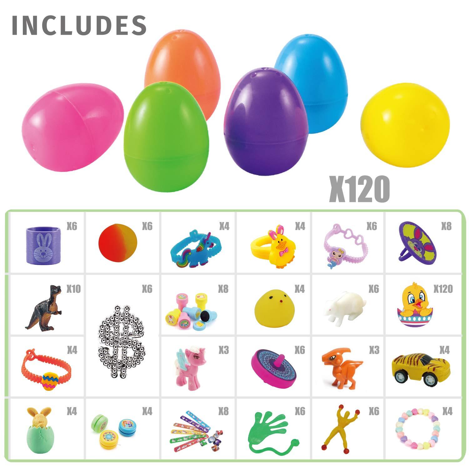 120pcs Printed Easter Eggs with Different Toys