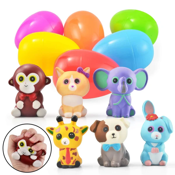 6Pcs Animal Soft and Yielding Toys Prefilled Easter Eggs 4in