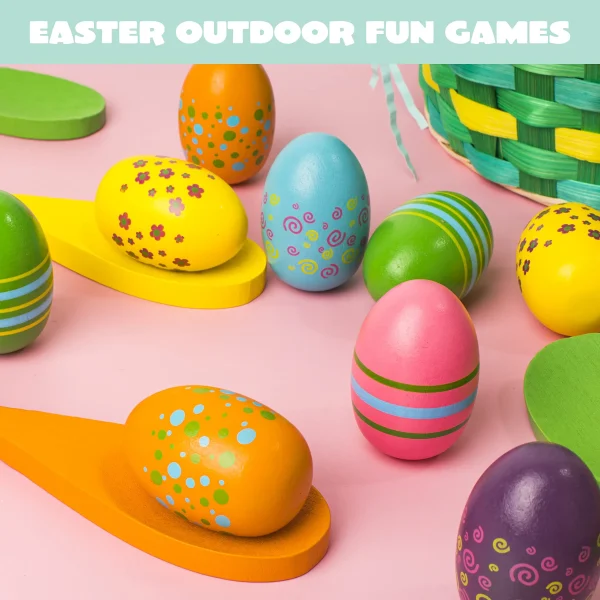 6Pcs Assorted Color Easter Egg and Spoon Race Game Set