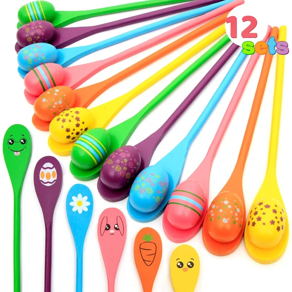 6Pcs Assorted Color Easter Egg and Spoon Race Game Set (5)