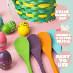 6Pcs Assorted Color Easter Egg and Spoon Race Game Set