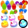 6Pcs 3.07in Easter Eggs Pre-filled with Light-up Bath Toys for Easter Egg Hunt