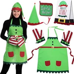 6pcs Elf Christmas Kitchen Linen Costume Accessories