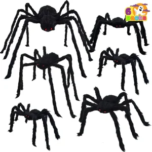 6Pcs Halloween Realistic Hairy Spiders Set
