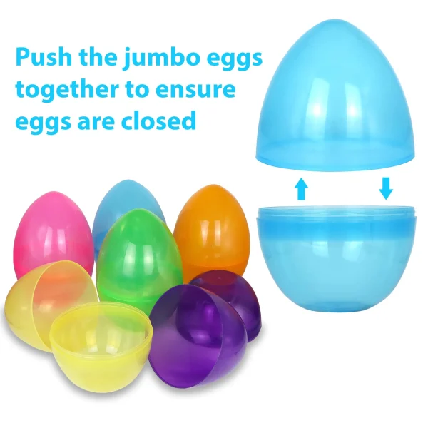 6Pcs Jumbo Transparent Colorful Easter Egg Shells 10in