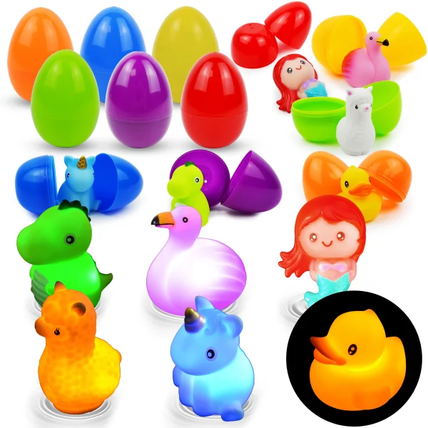 6Pcs Light Up Floating Bath Toys Prefilled Easter Eggs