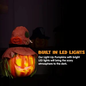 6Pcs Light Up Halloween Jack o Lantern Decoration