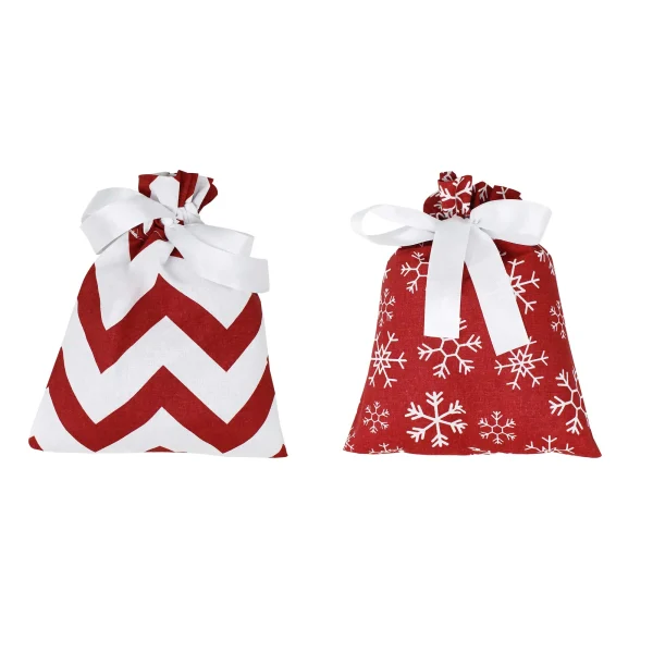 6pcs Elegant Red Christmas Fabric Gift Bags