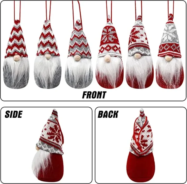 6pcs Red and Gray Swedish Plush Santa Gnome