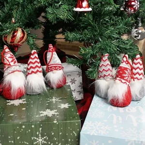6pcs Red and Gray Swedish Plush Santa Gnome
