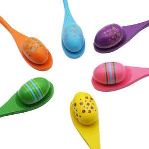 6pcs Assorted Color Easter Egg and Spoon Race Game Set