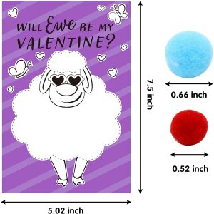 36 Pcs Valentine’s Day Animal Craft Cards with Pompoms