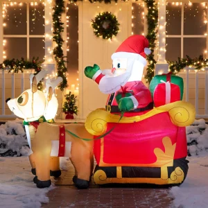 6ft Inflatable LED Santa  on Sleigh Decoration