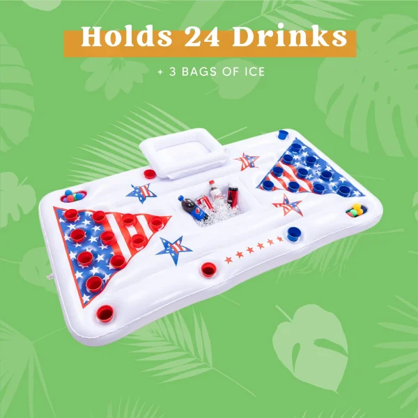6ft Inflatable White Beer Pong Pool Float with Cooler