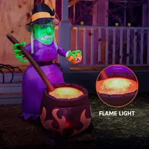 6ft Inflatable Witch with Cauldron Decoration