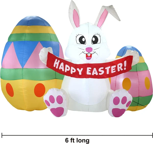 6ft LED Easter Egg and Bunny Inflatable Decoration