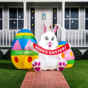 6ft LED Easter Egg and Bunny Inflatable