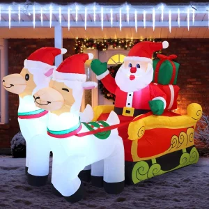 6ft LED Santa  on Llama Sleigh Inflatable