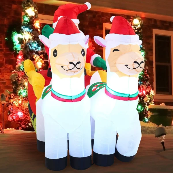6ft LED Santa  on Llama Sleigh Inflatable