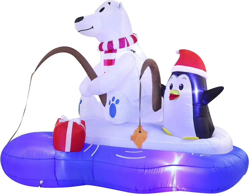 Inflatable polar bear with penguin