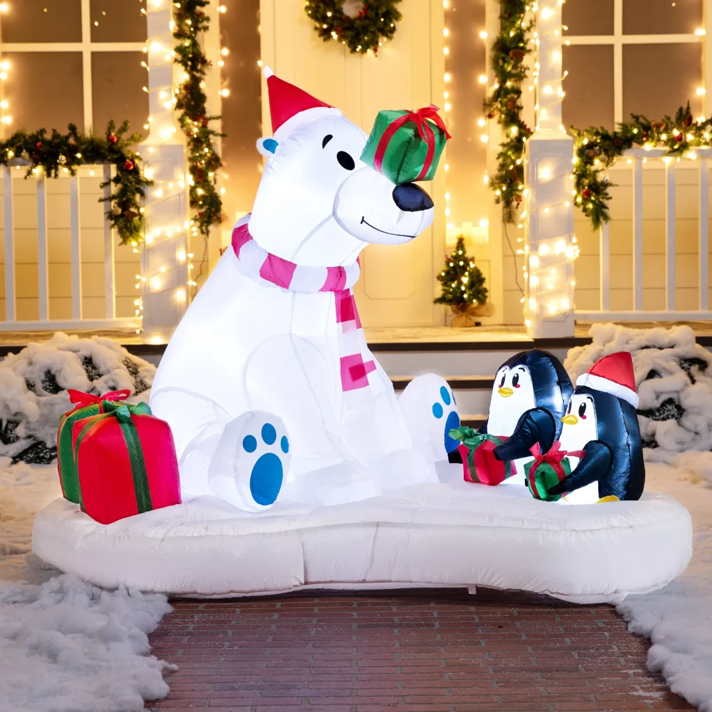 Penguin and polar bear blow up christmas decor