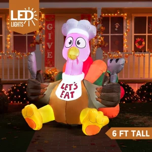 6ft Large Let’s Eat Turkey Inflatable Decor