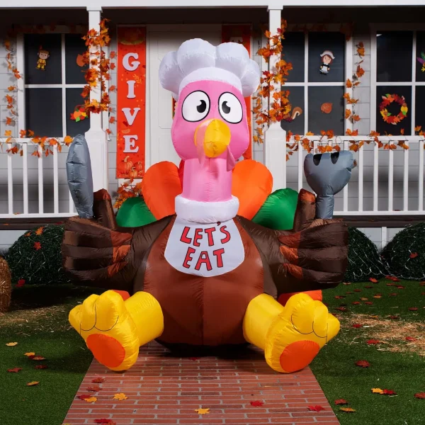 6ft Large Let's Eat Turkey Inflatable Decor
