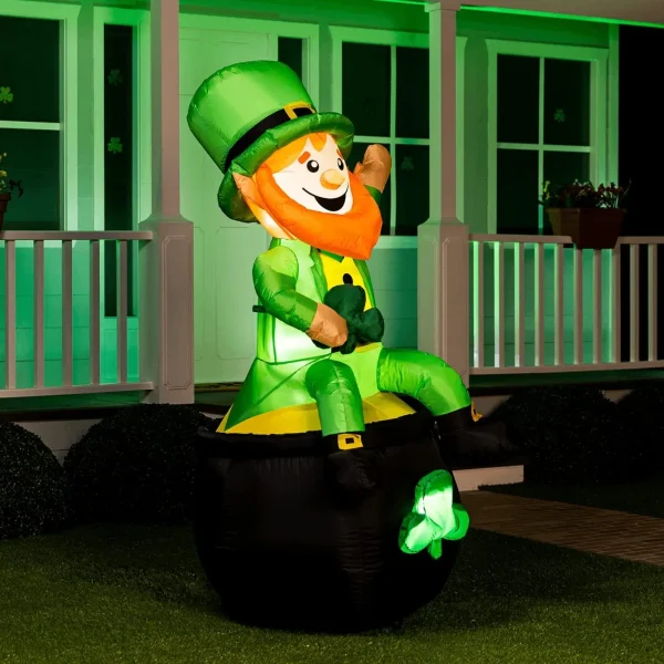 6ft Large St. Patrick's Sitting Leprechaun Inflatable
