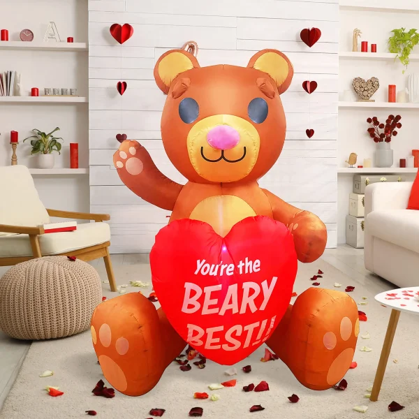 6ft Large Teddy Bear with Heart Valentines Inflatable