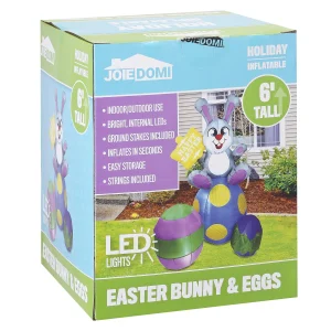 6ft Tall Easter Bunny & Eggs with Build-in LEDs Blow Up Inflatables