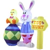 6ft Tall LED Inflatable Easter Bunny with Sign Decoration