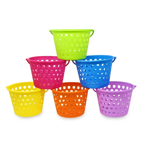 6Pcs Easter Egg Basket With Tricolor Easter Grass 8in