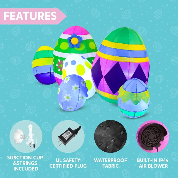 7.5ft LED Inflatable Easter Egg Outdoor Decoration