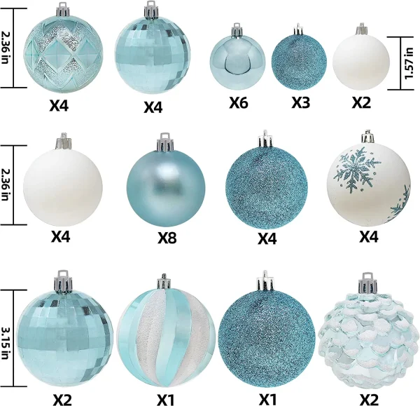 71pcs Blue and White Assorted Christmas Ornaments
