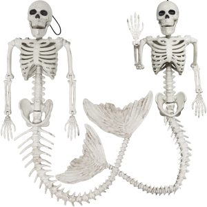 2 Posable Skeleton Mermaid Decoration