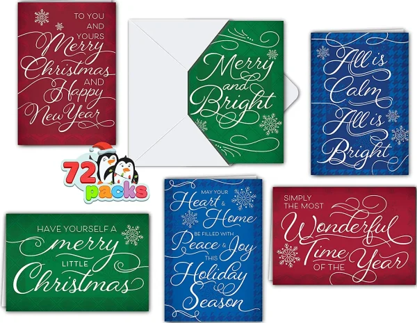 72pcs Christmas Holiday Greeting Cards