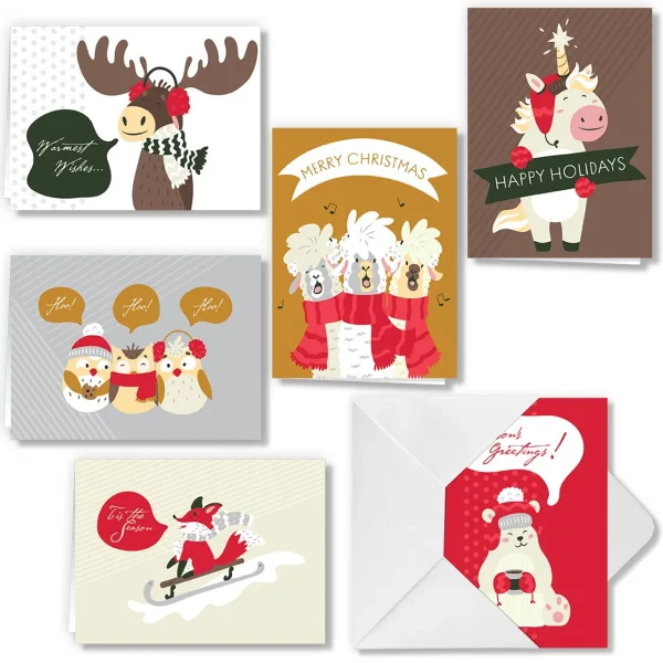 72pcs Cute Animal Christmas Greeting Cards
