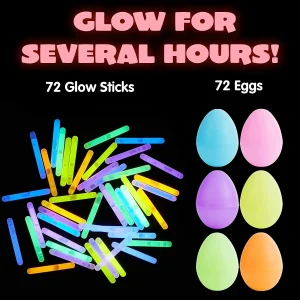 72Pcs Mini Glow Sticks Prefilled Easter Eggs