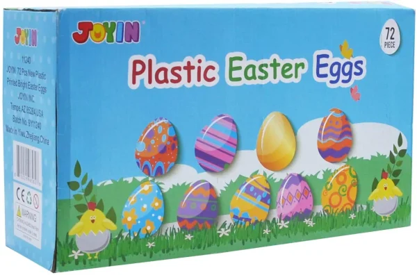 72Pcs Plastic Printed Bright Easter Egg Shells 3in