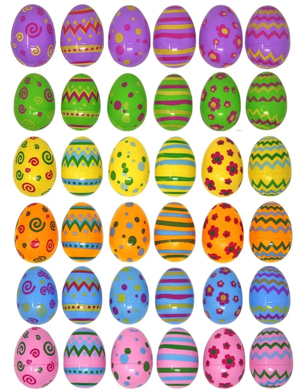 72Pcs Printed Easter Egg Shells 2.3in