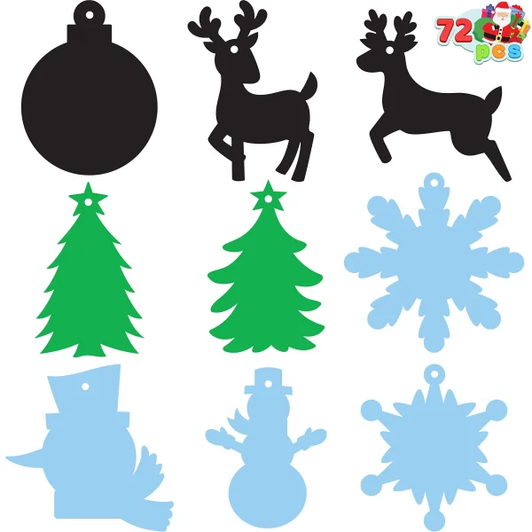 72pcs Magic Color Scratch Christmas Ornaments