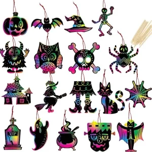 72pcs Halloween Scratch For Kids With 18 Designs