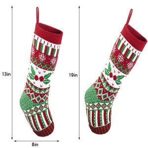 Large Size Rustic Cable Knit Christmas Stocking