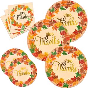Thanksgiving Paper Plates and Napkins Set for 24 guests
