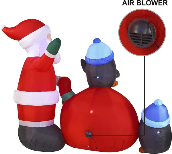 7ft Large Penguins with Santa Inflatable